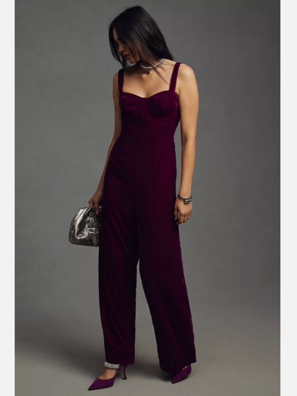 NWT ANTHROPOLOGIE DU PARADIS VELVET CORSET JUMPSUIT